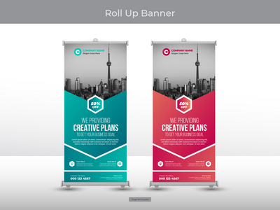 企业卷起横幅或传单社交媒体帖子模板(Corporate roll up banner or flyer social media post template)