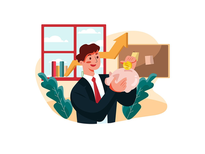 保存他的利润图的商人(Businessman saving his profit Illustration)