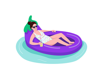 有魅力的女人在太阳镜平面颜色矢量不露面人物(Attractive woman in sunglasses flat color vector faceless character)