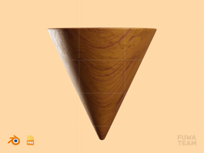锥形 - 3D 木制抽象形状（正面）(Cone - 3D Wooden Abstract Shape (front))