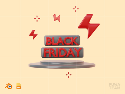 黑色星期五 - 3D 销售和营销插图包（正面）(Black Friday - 3D Sale & Marketing Illustration Pack (front))