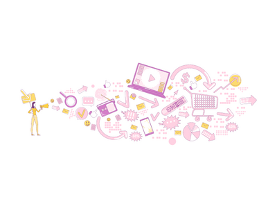 广告业务细线概念矢量图(Advertising business thin line concept vector illustration)