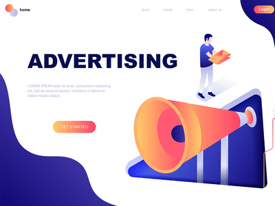 广告等距登陆页面模板(Advertising Isometric Landing Page Template)