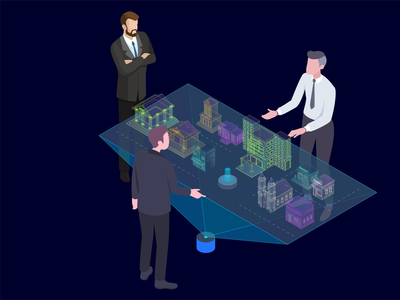 AR 城市分区等距图(AR City Zoning Isometric Illustration)