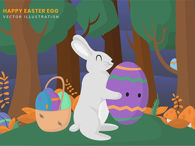 兔子复活节彩蛋矢量图(Bunny Easter Egg Vector Illustration)