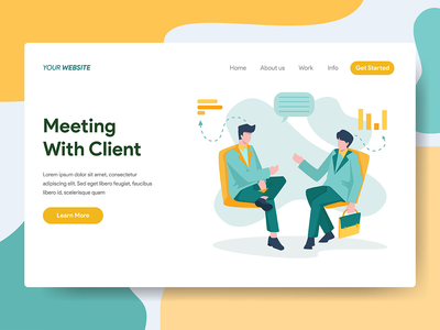 与客户插图的商务会议(Business Meeting with Client Illustration)