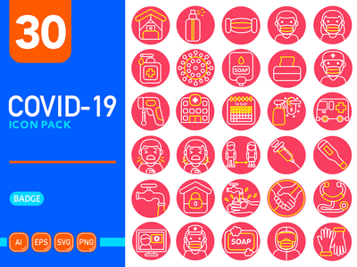 Covid-19 图标包 - 徽章(Covid-19 Icon Pack - Badge)
