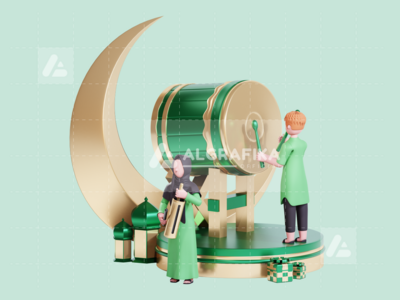 斋月贾巴尔的 3D 人物插图(3D Character Illustration Ramadan Kareem)