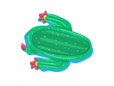 仙人掌形气垫半平面彩色矢量对象(Cactus shaped air mattress semi flat color vector object)