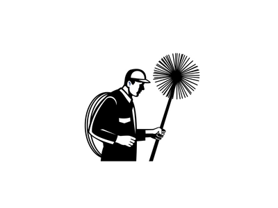 清扫烟囱的人拿着扫帚和绳子边复古黑白(Chimney Sweeper Holding a Sweep and Rope Side Retro Black and White)