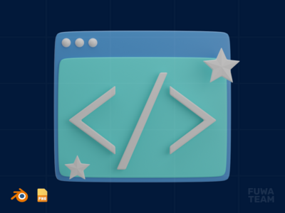 清洁编码 - 3D SEO 插图（正面）(Clean Coding - 3D SEO Illustration (front))