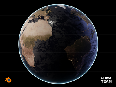 3D 游戏物品在黑暗中发光插图包 - 地球（正面）(3D Game Item Glow In The Dark Illustration Pack - Globe (Front))