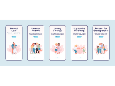 情感载入移动应用程序屏幕平面矢量模板(Affection onboarding mobile app screen flat vector template)