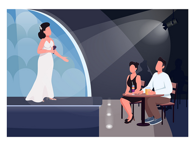 情侣手表性能平面彩色矢量图(Couple watch performance flat color vector illustration)