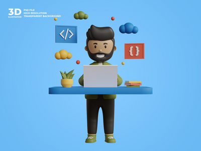 3d 男性角色在工作(3d male character at work)