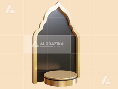 3d 插图斋月讲台门对象(3d illustration ramadan podium gate object)