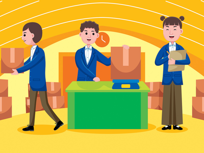 快递行业矢量图(Courier Profession Vector Illustration)