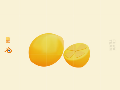 可爱的 3D 水果插画包 - 柠檬（正面）(Cute 3D Fruit Illustration Pack - Lemon (front))