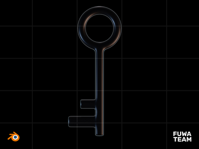 3D 游戏物品在黑暗中发光插图包 - 钥匙（正面）(3D Game Item Glow In The Dark Illustration Pack - Key (Front))