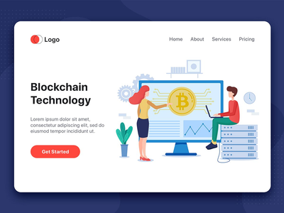 区块链技术矢量图(Blockchain Technology Vector Illustration)