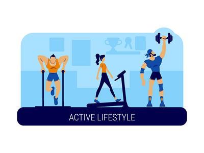 积极的生活方式横幅平面矢量模板(Active lifestyle banner flat vector template)