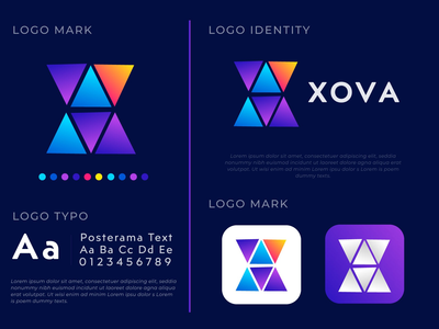 App XOVA 2nd Concept 的抽象 X 后徽标设计(Abstract X Latter Logo designs For App XOVA 2nd Concept)