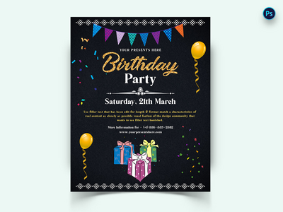 生日派对社交媒体帖子模板(Birthday Party Social Media Post Template)