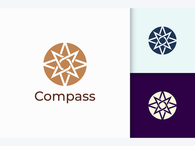 现代和抽象的指南针标志(Compass Logo in Modern and Abstract)