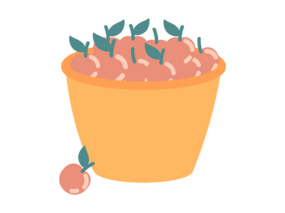 带苹果半平面彩色矢量对象的篮子(Basket with apples semi flat color vector object)