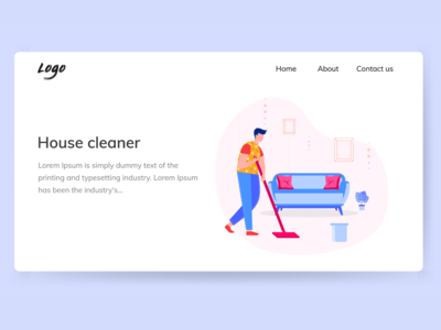 一个男人用拖把在沙发旁边打扫房子。按需服务房屋清洁(A man cleaning house besides sofa with mop. On demand service house cleaning)