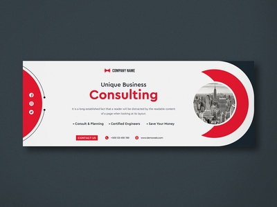 业务咨询 Facebook 封面和横幅设计模板(Business consulting Facebook cover and banner design template)