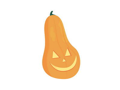 万圣节半平面彩色矢量项目的雕刻南瓜(Carved pumpking for Halloween semi flat color vector item)
