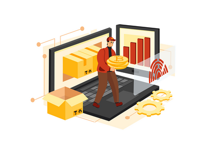 电子商务插图概念的区块链平台(Blockchain Platform for E-commerce Illustration Concept)