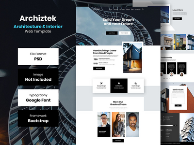 ARCHIZTEK - 建筑与室内网页登陆页面 Psd 模板(ARCHIZTEK - Architecture & Interior Web Landing Page Psd Template)