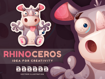 疯狂幼稚河马 - 可爱的贴纸(Crazy Childish Hippo - Cute Sticker)