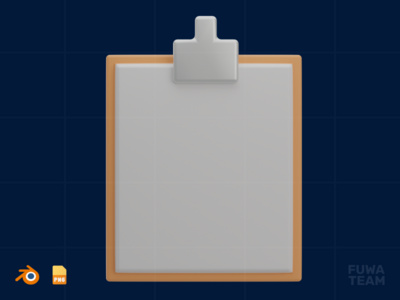 剪贴板 - 3D 设计思维插图（正面）(Clipboard - 3D Design Thinking Illustration (front))