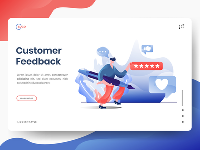 客户反馈业务营销平面插图(Customer Feedback Business Marketing flat illustration)