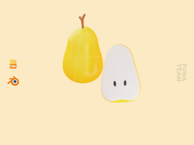 可爱的 3D 水果插画包 - 梨(Cute 3D Fruit Illustration Pack - Pear)