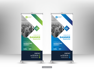 企业卷起横幅或传单社交媒体帖子模板(Corporate roll up banner or flyer social media post template)