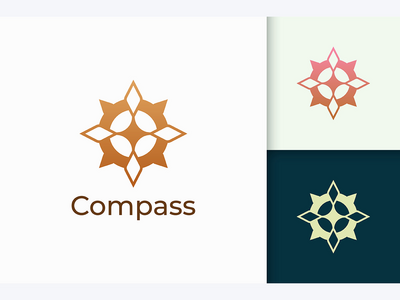 现代奢华风格的指南针标志(Compass Logo in Modern and Luxury Style)