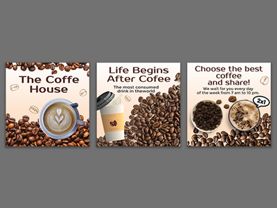 咖啡店 instagram 轮播幻灯片或 Instagram 帖子集合(Coffee shop instagram carousel slide post or Instagram posts collection)