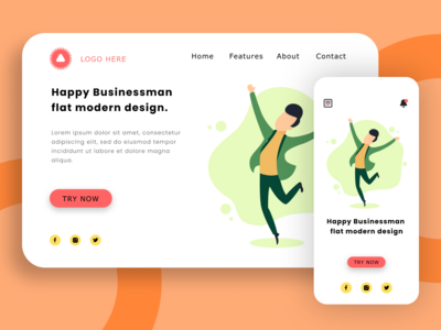 一个快乐的商人平现代设计。(A Happy Businessman flat modern design.)