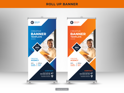 企业卷起横幅或传单社交媒体帖子模板(Corporate roll up banner or flyer social media post template)