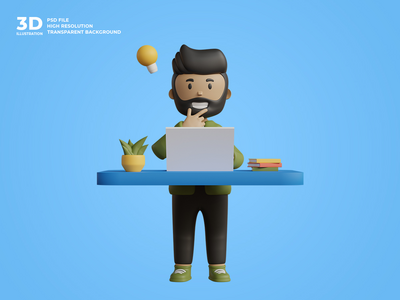 3d 男性角色在工作(3d male character at work)