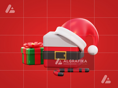 3d 圣诞绿色礼盒和圣诞老人礼盒(3d christmas green giftbox and santa giftbox)