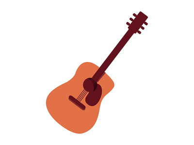 原声吉他半平面彩色矢量对象(Acoustic guitar semi flat color vector object)