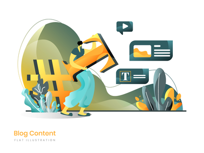 博客内容平面插图(Blog Content flat illustration)
