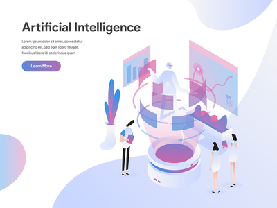 人工智能等距插图概念(Artificial Intelligence Isometric Illustration Concept)