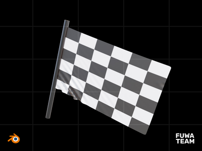 3D 游戏项目在黑暗插图包中发光 - 完成标志(3D Game Item Glow In The Dark Illustration Pack - Finish Flag)