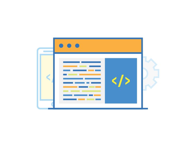 编码代码程序员自举响应图向量(Coding code programmer boostrap responsive illustration vector)